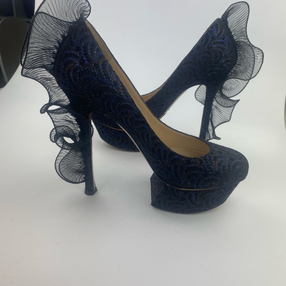 Nicholas Kirkwood Snakeskin Ruffle Platforms - Picture 4 of 10